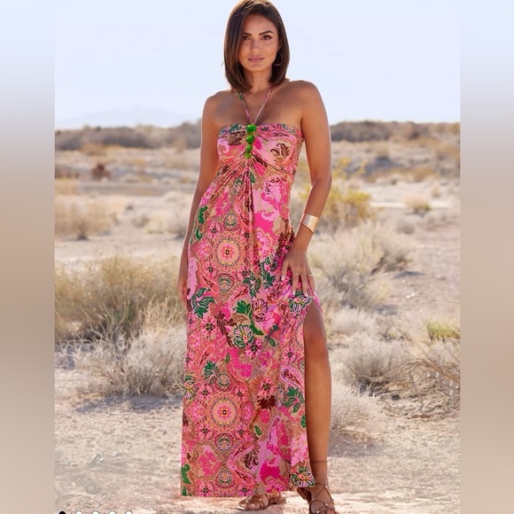 Boston Proper Dresses & Skirts - NWT! Boston Proper Medallion Dreams Print Gem Detailed Halter Dress Size Medium